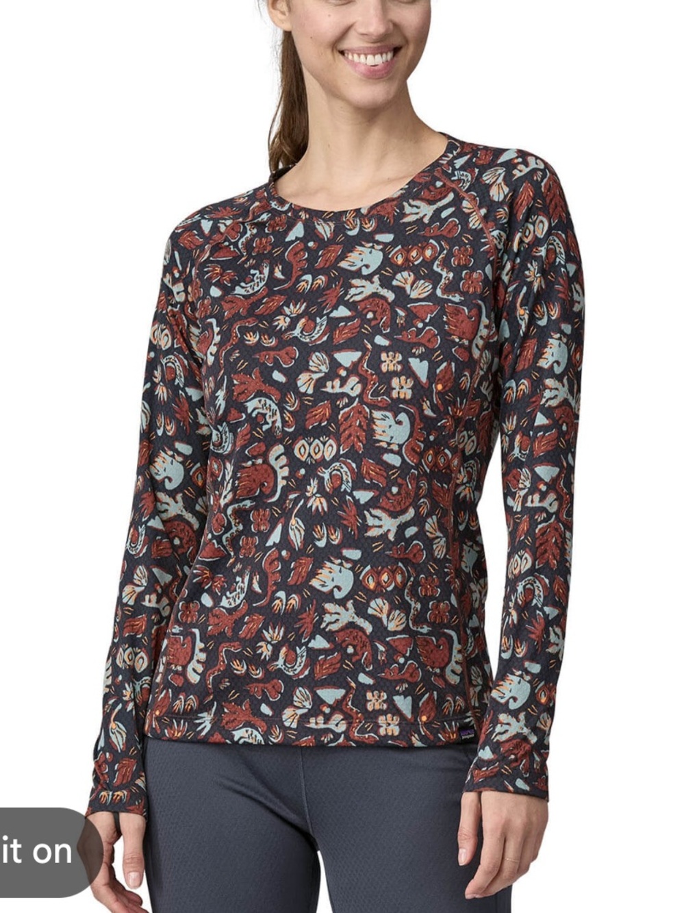 Patagonia - Capilene Midweight Crew pattern top shirt blouse